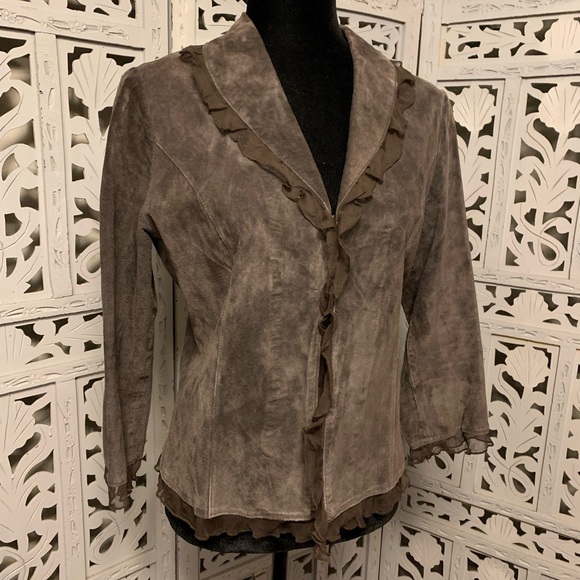 THINK TANK BROWN GENUINE SUEDE LIGHT JACKET - Picture 2 of 12